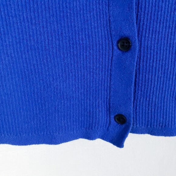 Gap Cobalt Blue Collared Cardigan Womens M Rib Knit CashSoft Preppy Minimalist - Picture 4 of 10